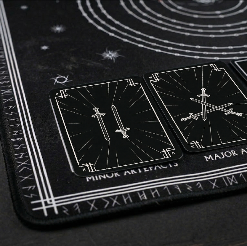 Orbit game board with artefact cards